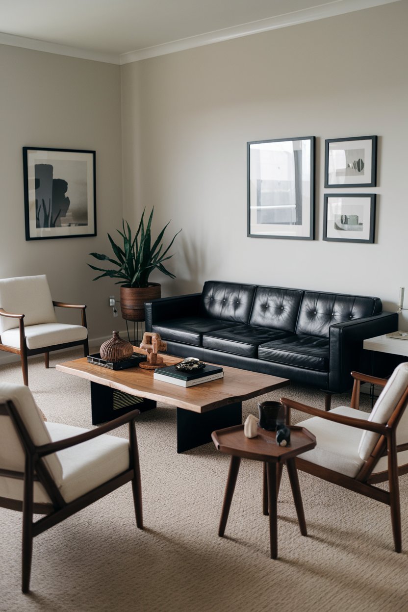 Contemporary Living Room Ideas with Couch, Pictures, and Flower