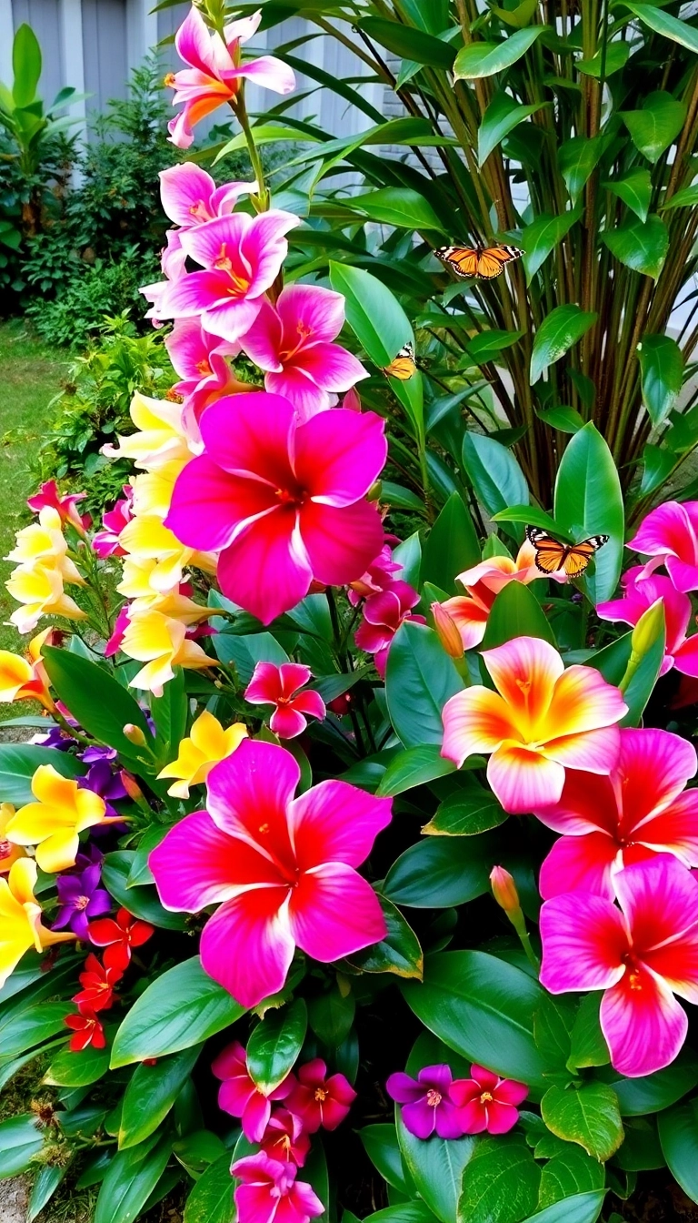 21 Backyard Tropical Oasis Ideas That'll Make You Want to Stay Outside Forever! 21 Backyard Tropical Oasis Ideas That'll Make You Want to Stay Outside Forever! - 11. Colorful Flower Beds