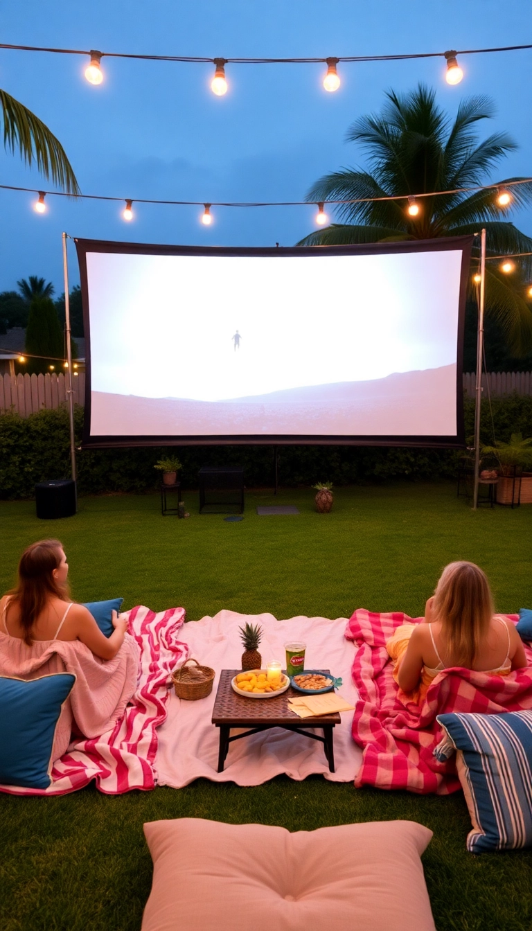 21 Backyard Tropical Oasis Ideas That'll Make You Want to Stay Outside Forever! 21 Backyard Tropical Oasis Ideas That'll Make You Want to Stay Outside Forever! - 13. Outdoor Movie Nights