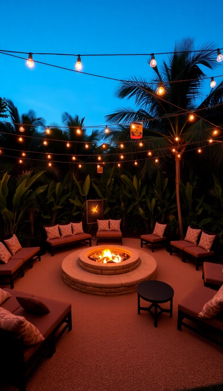 21 Backyard Tropical Oasis Ideas That'll Make You Want to Stay Outside Forever! 21 Backyard Tropical Oasis Ideas That'll Make You Want to Stay Outside Forever! - 5. Cozy Fire Pit Areas