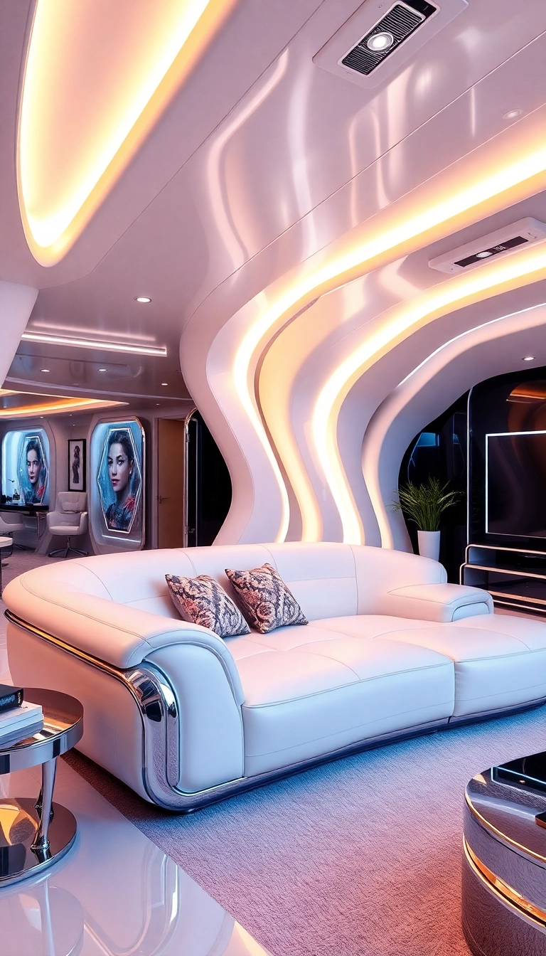 21 Stunning Leather Couch Living Room Decor Ideas That Will Transform Your Space! 21 Stunning Leather Couch Living Room Decor Ideas That Will Transform Your Space! - 20. Futuristic Flair