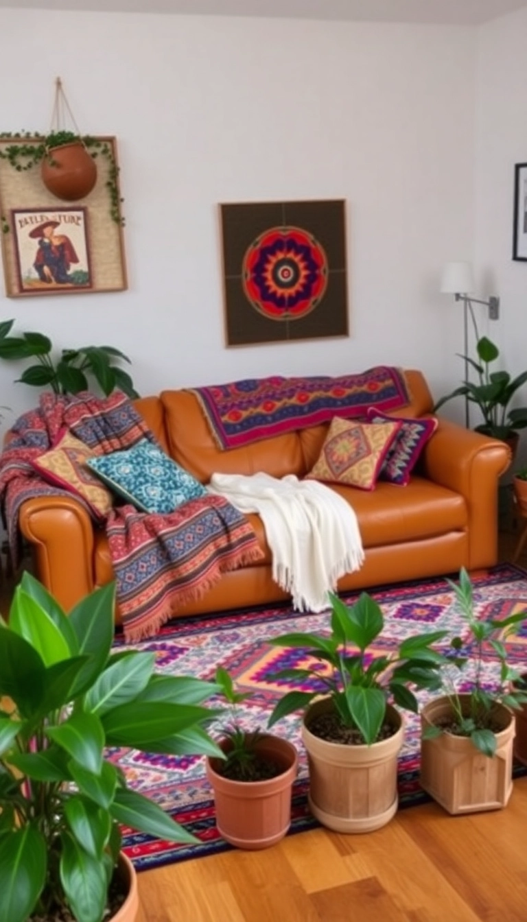 21 Stunning Leather Couch Living Room Decor Ideas That Will Transform Your Space! 21 Stunning Leather Couch Living Room Decor Ideas That Will Transform Your Space! - 3. Bohemian Vibes