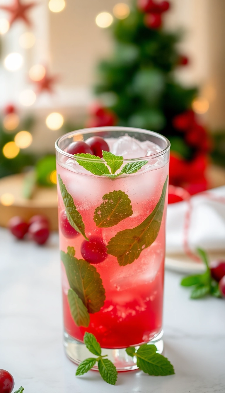 21 Irresistible Christmas Mocktails That Will Make Your Holiday Celebrations Sparkle! 21 Irresistible Christmas Mocktails That Will Make Your Holiday Celebrations Sparkle! - 14. Sparkling Cranberry Mint Mocktail