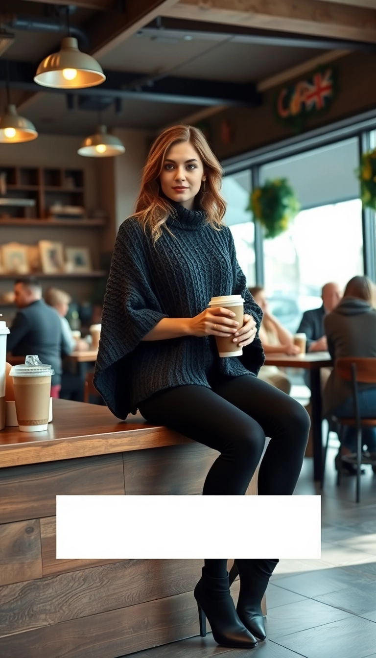 21 Comfy Winter Outfits That'll Keep You Snug and Stylish All Season Long! 21 Comfy Winter Outfits That'll Keep You Snug and Stylish All Season Long! - 12. Knitted Poncho and Leggings