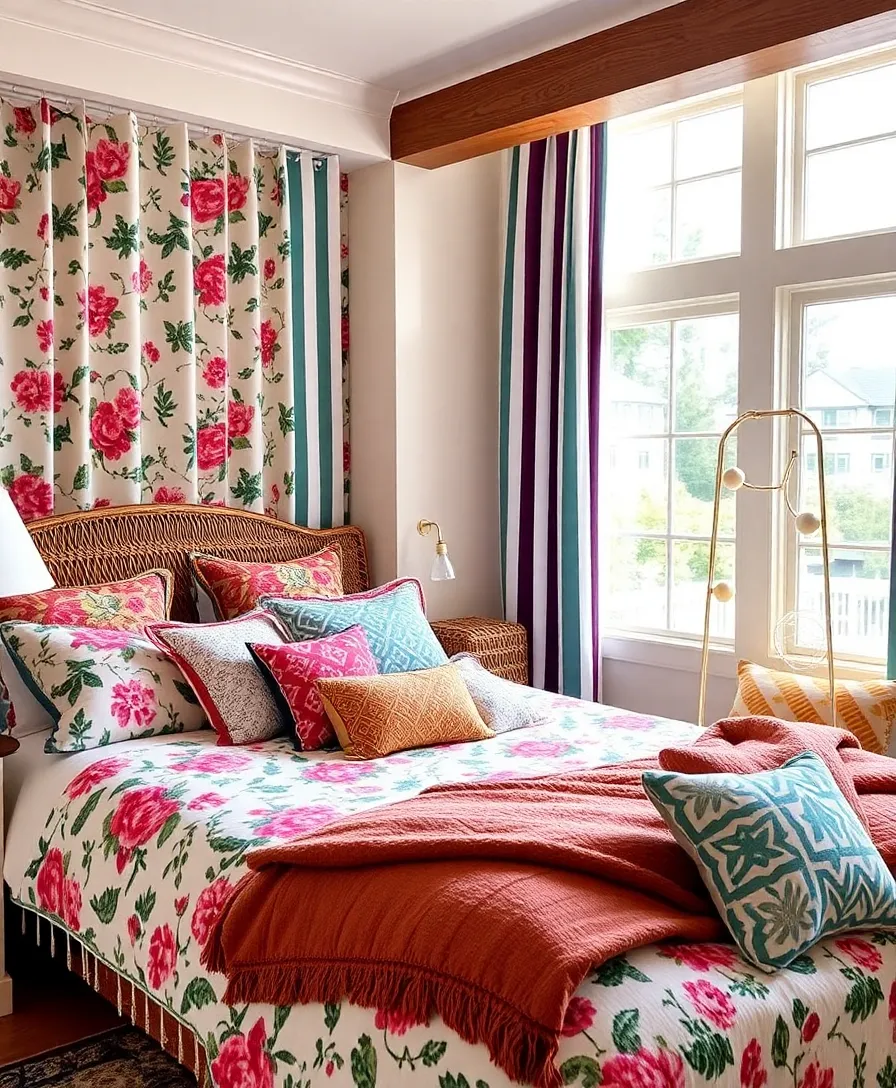 21 Eclectic Boho Bedroom Ideas That'll Make You Want to Redecorate Right Now! 21 Eclectic Boho Bedroom Ideas That'll Make You Want to Redecorate Right Now! - 13. Playful Patterns