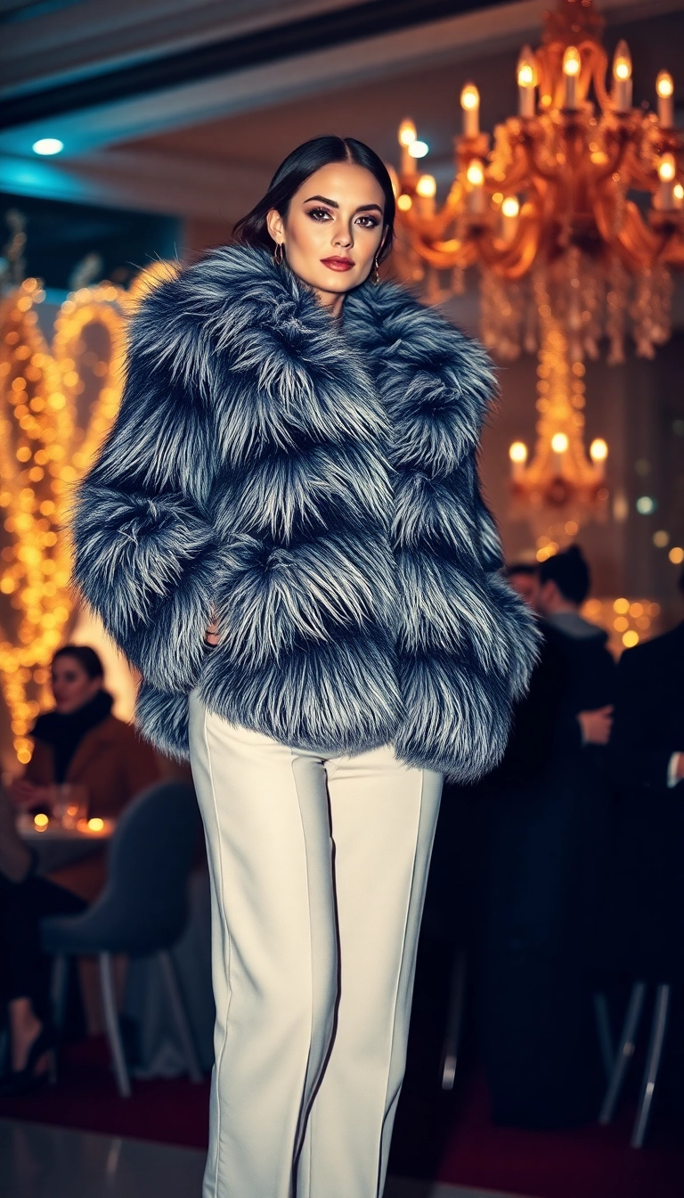 21 Comfy Winter Outfits That'll Keep You Snug and Stylish All Season Long! 21 Comfy Winter Outfits That'll Keep You Snug and Stylish All Season Long! - 13. Faux Fur Coat and Slim Fit Pants