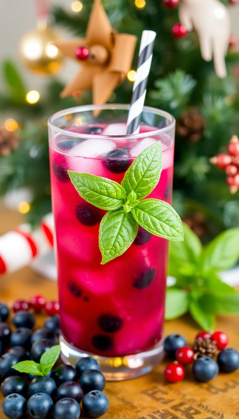 21 Irresistible Christmas Mocktails That Will Make Your Holiday Celebrations Sparkle! 21 Irresistible Christmas Mocktails That Will Make Your Holiday Celebrations Sparkle! - 19. Blueberry Basil Smash