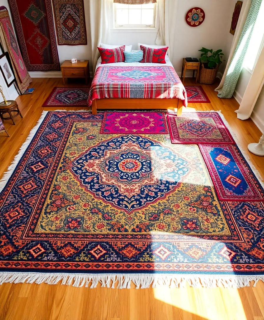 21 Eclectic Boho Bedroom Ideas That'll Make You Want to Redecorate Right Now! 21 Eclectic Boho Bedroom Ideas That'll Make You Want to Redecorate Right Now! - 8. Colorful Rugs