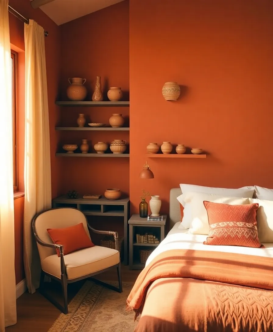 21 Best Warm Bedroom Colors That Will Make You Feel Like You're in a Cozy Hug! 21 Warm Bedroom Colors That Will Make You Feel Like You're in a Cozy Hug! - 3. Rich Terracotta: Bold and Cozy