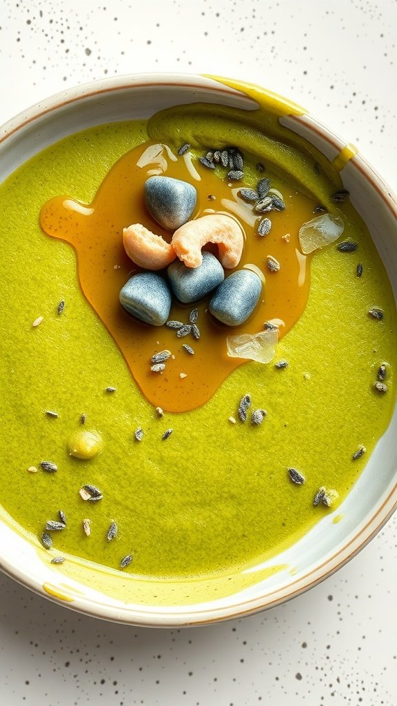 19 Protein Pancake Bowl Recipes A vibrant matcha green tea protein pancake bowl topped with fruits and nuts.